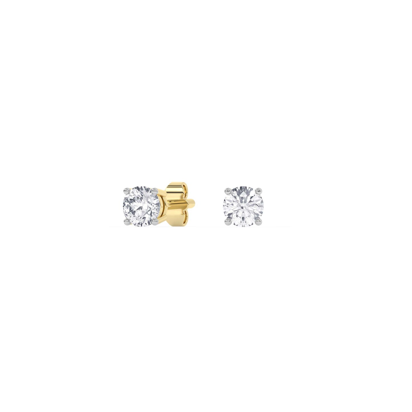 Lab-Grown Diamond Round Brilliant Stud Earrings in 14k Gold (IGI Certified)