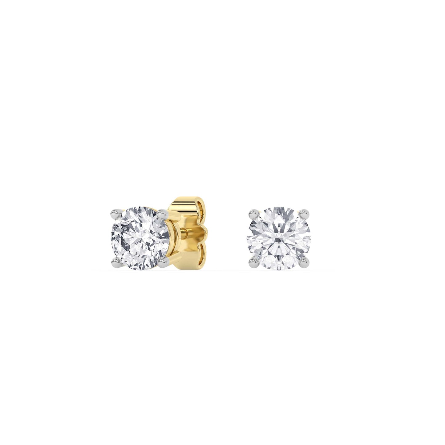 Lab-Grown Diamond Round Brilliant Stud Earrings in 14k Gold (IGI Certified)