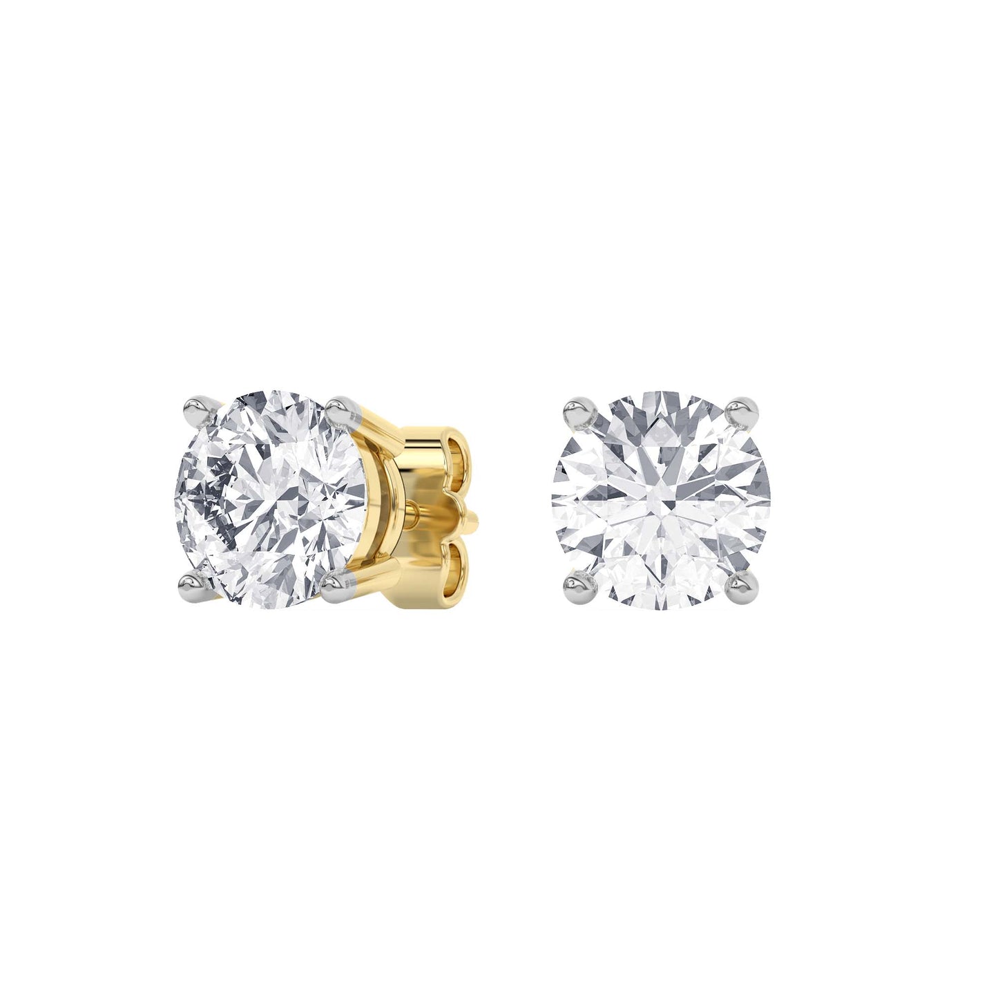 Lab-Grown Diamond Round Brilliant Stud Earrings in 14k Gold (IGI Certified)