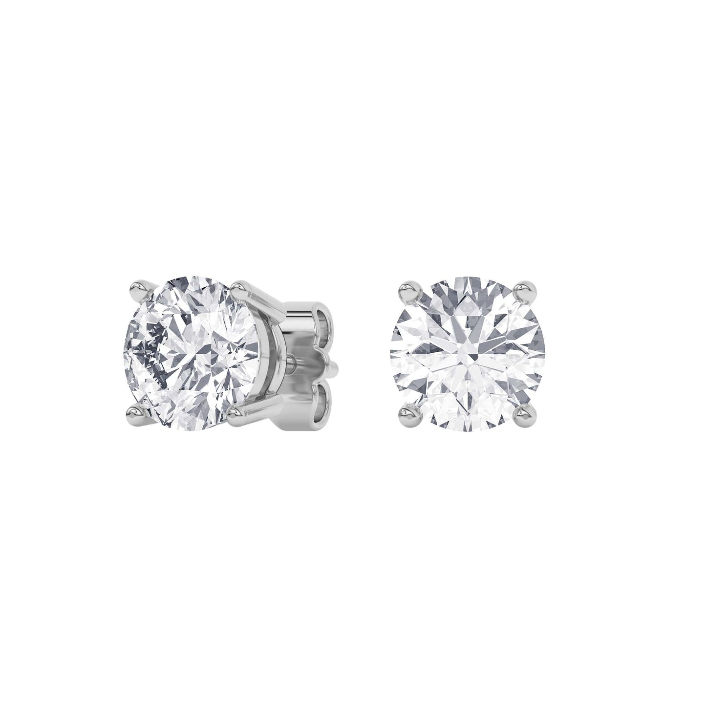 Lab-Grown Diamond Round Brilliant Stud Earrings in 14k Gold (IGI Certified)