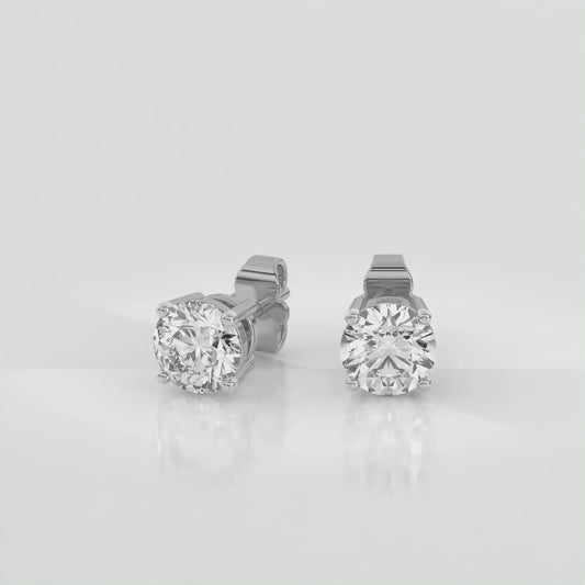 Lab-Grown Diamond Round Brilliant Stud Earrings in 14k Gold (IGI Certified)